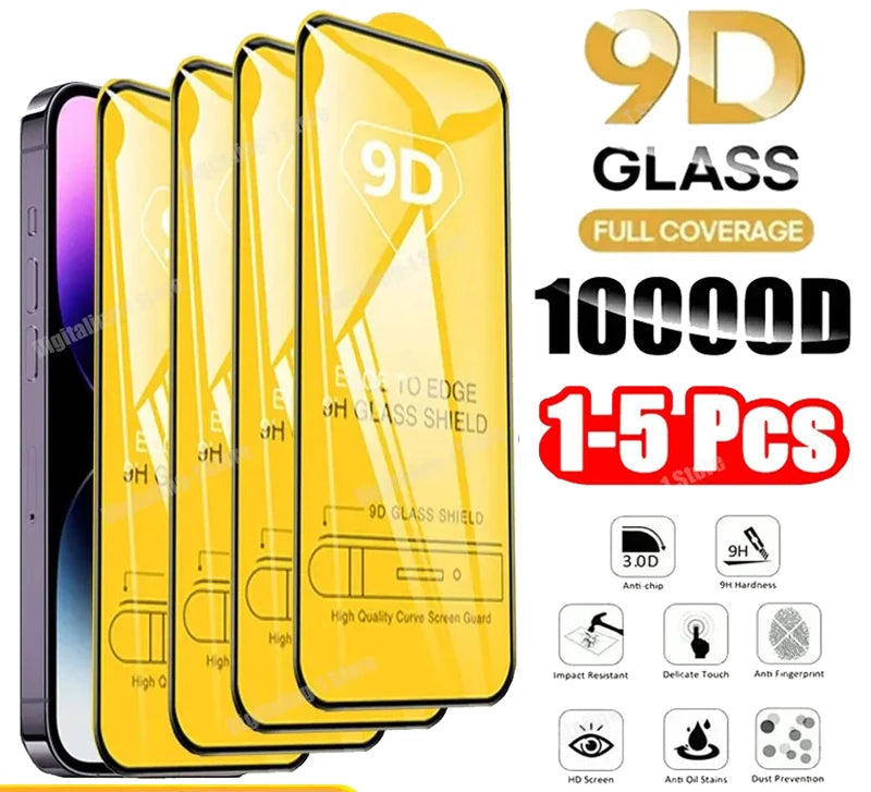 1-5PCS 9D Screen Protector Tempered Glass for IPhone 14 pro