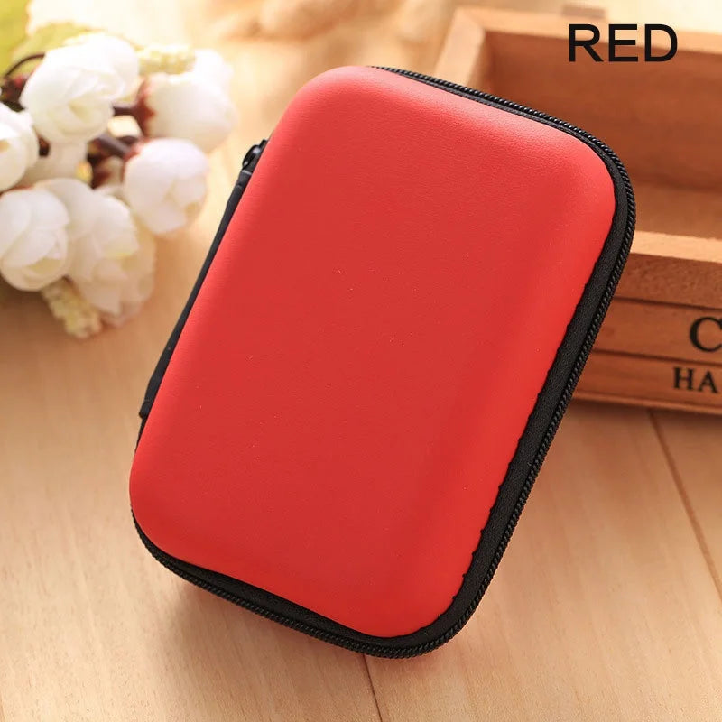 STONEGO Zipper Earphone Case Leather Earphone Storage Box Portable USB Cable Organizer Carrying Hard Bag for Coin Memory Card