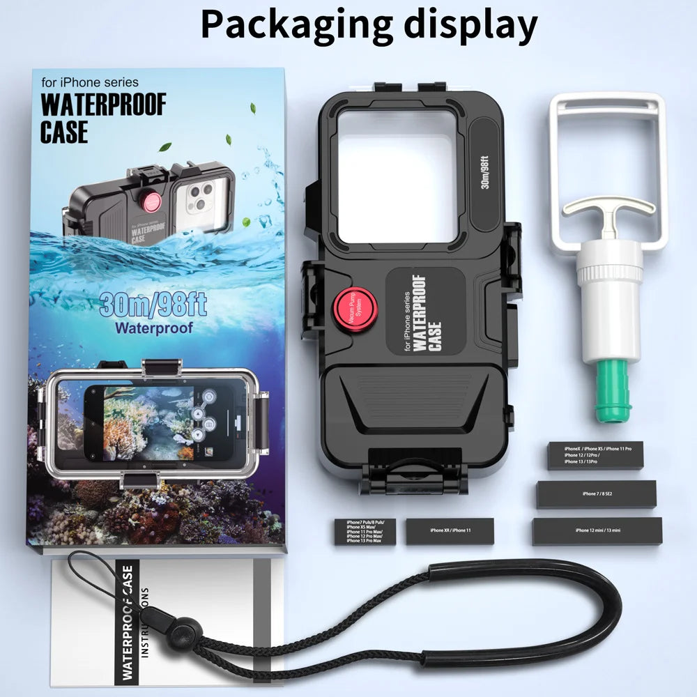 30M Professional General Diving Phone Case IPX8 Waterproof Depth Outdoor Swimming – For iPhone