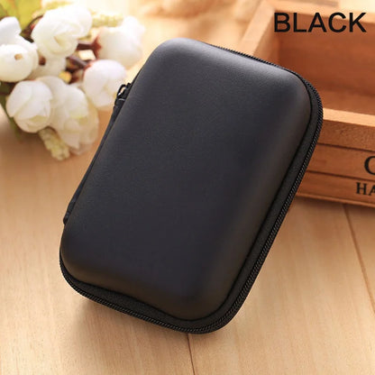 STONEGO Zipper Earphone Case Leather Earphone Storage Box Portable USB Cable Organizer Carrying Hard Bag for Coin Memory Card