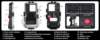 30M Professional General Diving Phone Case IPX8 Waterproof Depth Outdoor Swimming – For iPhone