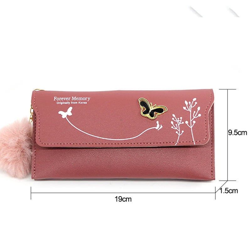 Women's Wallet - PU Leather Purse with Butterfly Design, Card Holder, Coin Pouch, Clutch, and Phone Pocket, Elegant Handbag for Ladies