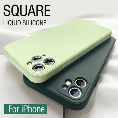 Luxury Liquid Navy Silicone Phone Case For iPhone 11 12 13 14 15 Pro Max Mini Xs X XR 6 6s 7 8 Plus SE Thin Soft Cover Fundas