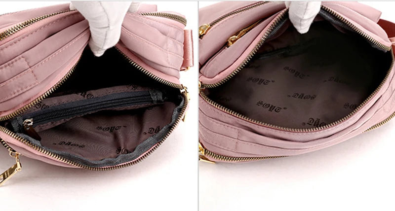 Women Waterproof Nylon Crossbody Shoulder Bags Casual Large Capacity Travel Clutch Bag Female Solid Color Multi-pocket Handbag