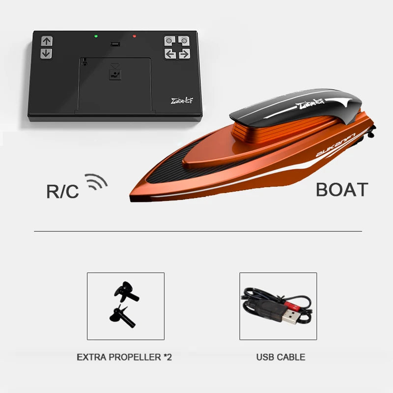 Mini RC Boats High Speed Racing Ship Remote Control  Speedboat Children Gift Outdoor Games Water Toys for Boys Childern Gift