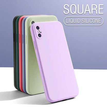 Luxury Liquid Purple Silicone Phone Case For iPhone 11 12 13 14 15 Pro Max Mini Xs X XR 6 6s 7 8 Plus SE Thin Soft Cover Fundas