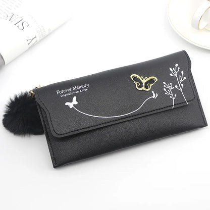 Women's Wallet - PU Leather Purse with Butterfly Design, Card Holder, Coin Pouch, Clutch, and Phone Pocket, Elegant Handbag for Ladies