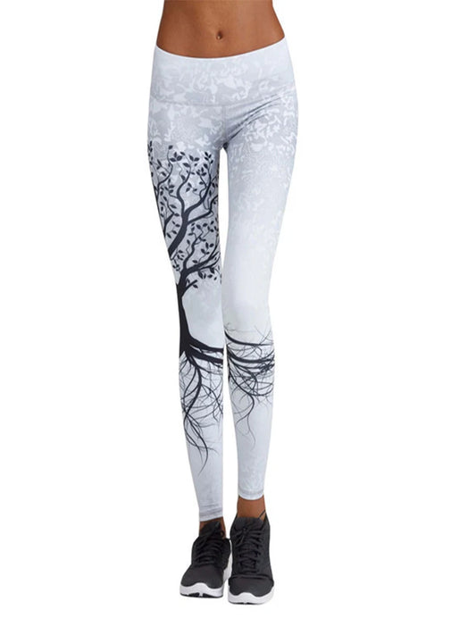 Women's Tree Print Push Up Yoga Leggings for Gym and Workout