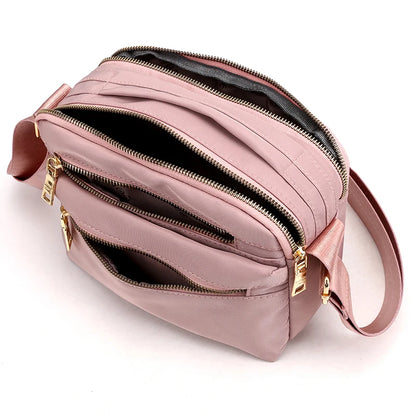 Women Waterproof Nylon Crossbody Shoulder Bags Casual Large Capacity Travel Clutch Bag Female Solid Color Multi-pocket Handbag