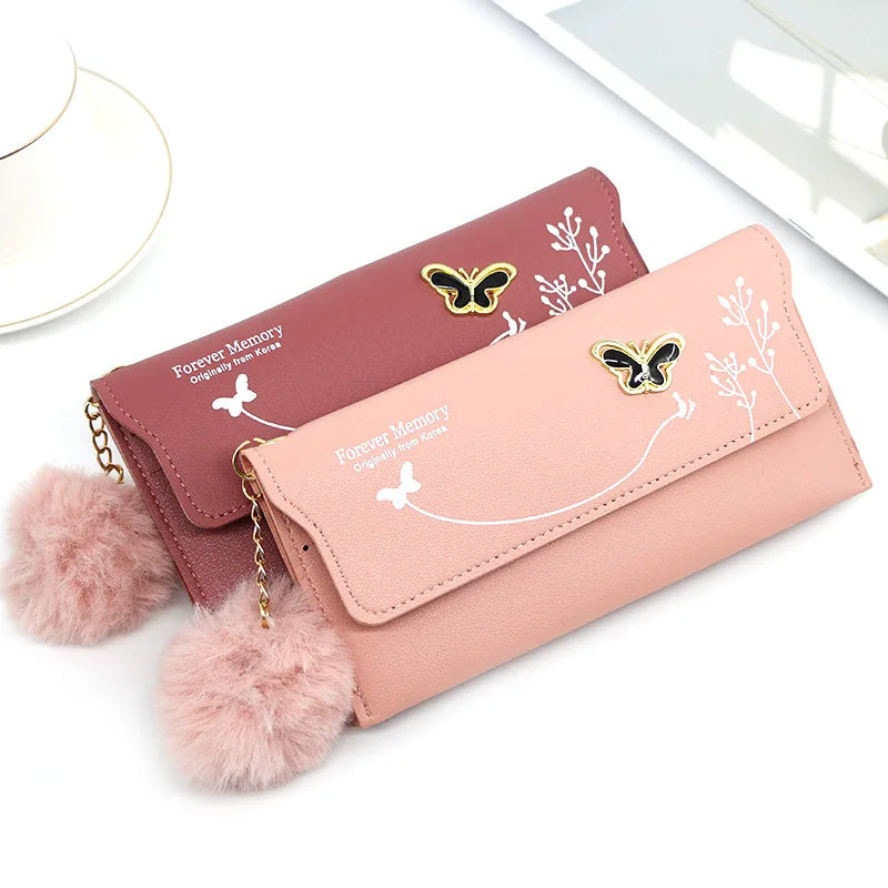 Women's Wallet - PU Leather Purse with Butterfly Design, Card Holder, Coin Pouch, Clutch, and Phone Pocket, Elegant Handbag for Ladies