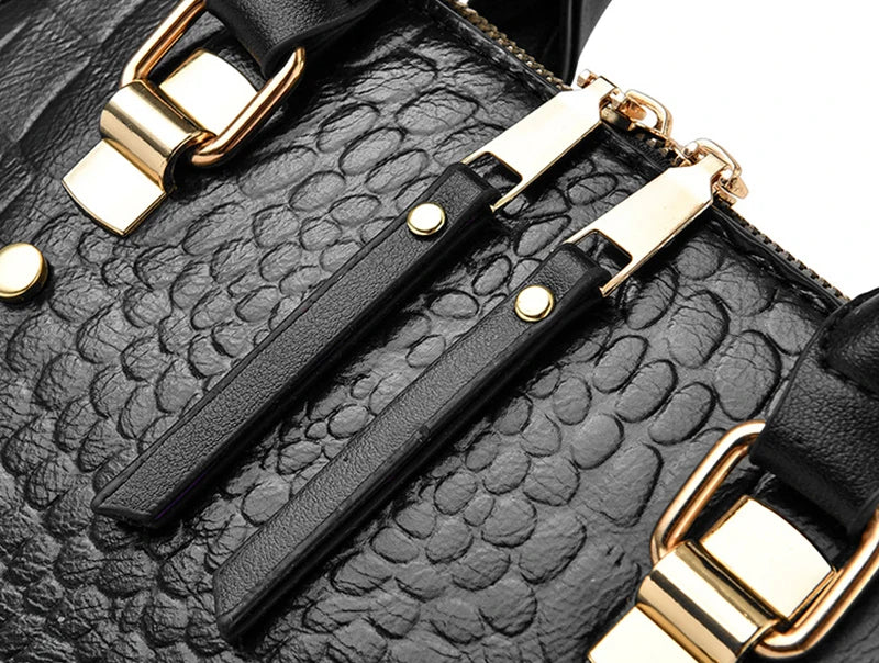 Yogodlns Luxury Crocodile Pattern Handbag Women Winter New PU Leather Tassel Shoulder Bag Brands Design Handle Bag Lady Purse