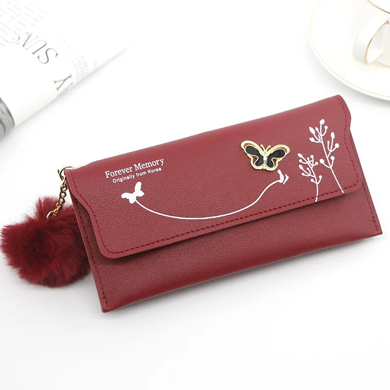 Women's Wallet - PU Leather Purse with Butterfly Design, Card Holder, Coin Pouch, Clutch, and Phone Pocket, Elegant Handbag for Ladies