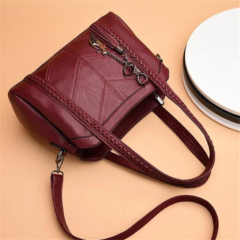 Yogodlns Luxury Pendant Handväskor Damväskor PU Läder Märken Crossbody Bag Large Kapacitet Axelväska Dam Märken Handle Bag