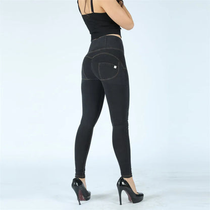 Shascullfites Jeans Super Skinny Slim Fit Jeans Black High Waisted for Tall Women damskie Compression