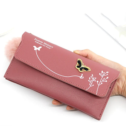 Women's Wallet - PU Leather Purse with Butterfly Design, Card Holder, Coin Pouch, Clutch, and Phone Pocket, Elegant Handbag for Ladies