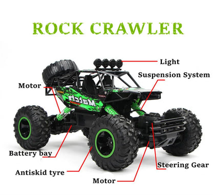 4WD RC-bil med LED-lampor – 2,4G radiofjärrkontroll terrängvagnar, perfekt för pojkleksaker och barngåvor