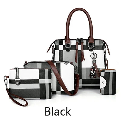 Luxury Handbags plaid Women Bags Designer New tassel Purses and Handbags Set 4 Pieces Bags Female Feminina travel tote