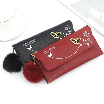 Women's Wallet - PU Leather Purse with Butterfly Design, Card Holder, Coin Pouch, Clutch, and Phone Pocket, Elegant Handbag for Ladies