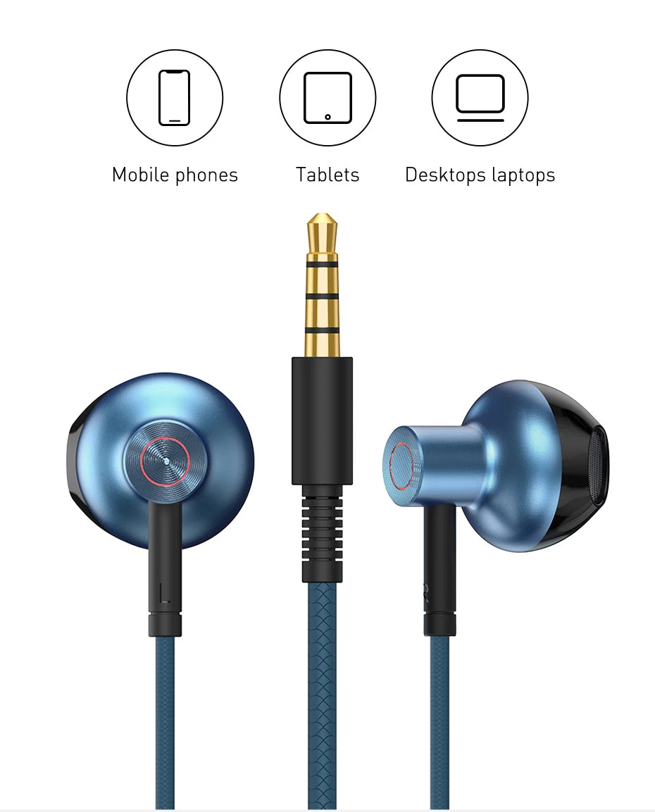 Baseus H19 Trådbundna hörlurar 6D Stereo Bas Hörlurar In-Ear 3,5 mm Jack Headset med MIC för Xiaomi Samsung iPhone 6 hörlurar