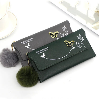 Women's Wallet - PU Leather Purse with Butterfly Design, Card Holder, Coin Pouch, Clutch, and Phone Pocket, Elegant Handbag for Ladies