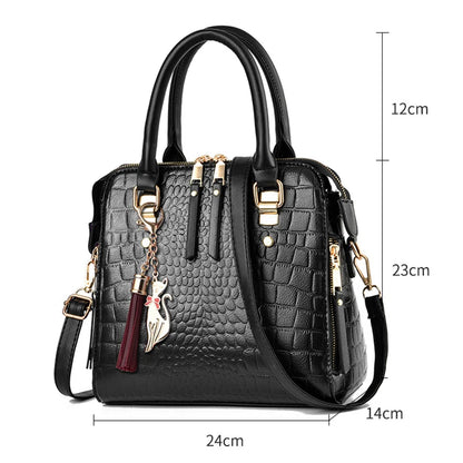 Yogodlns Luxury Crocodile Pattern Handbag Women Winter New PU Leather Tassel Shoulder Bag Brands Design Handle Bag Lady Purse