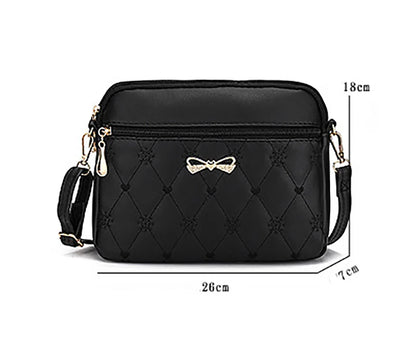 New Arrival Simple Shoulder Bags for Women Embroidery Heart Crossbody Purse Female Leather Black Handbag Small Messenger Bag