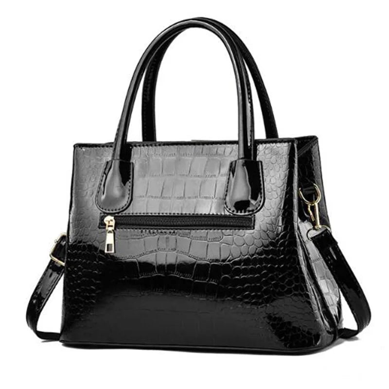 Ladies Handbag: PU Patent Leather, Designer, Large Capacity