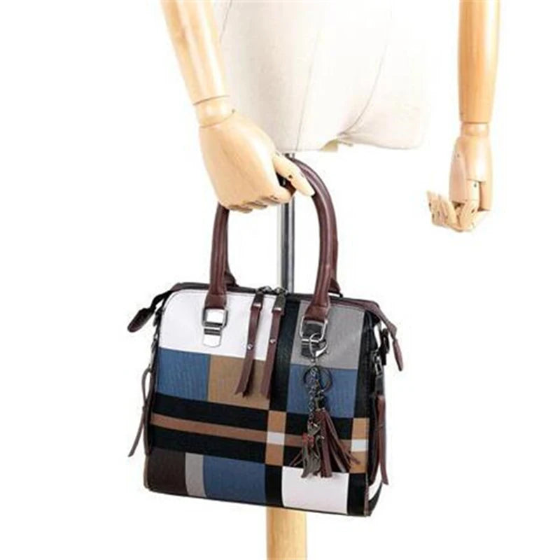 Luxury Handbags plaid Women Bags Designer New tassel Purses and Handbags Set 4 Pieces Bags Female Feminina travel tote