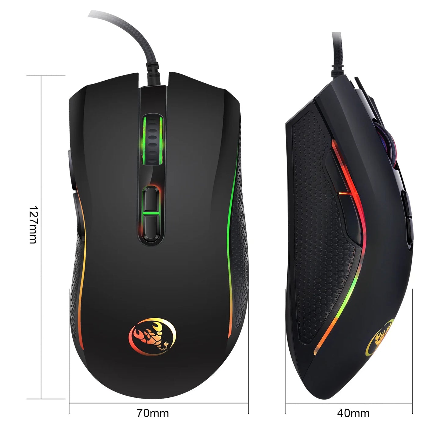 High-end Optical Professional Gaming Mouse with 7 Bright Colors LED Backlit and Ergonomics Design 3200 DPI For LOL CS Gamer