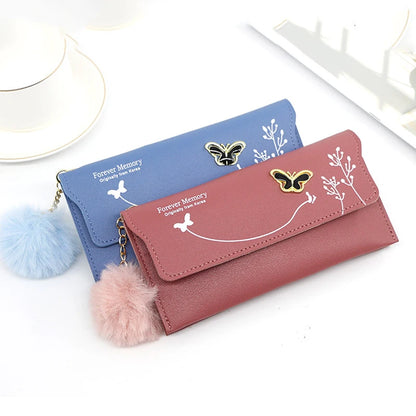 Women's Wallet - PU Leather Purse with Butterfly Design, Card Holder, Coin Pouch, Clutch, and Phone Pocket, Elegant Handbag for Ladies