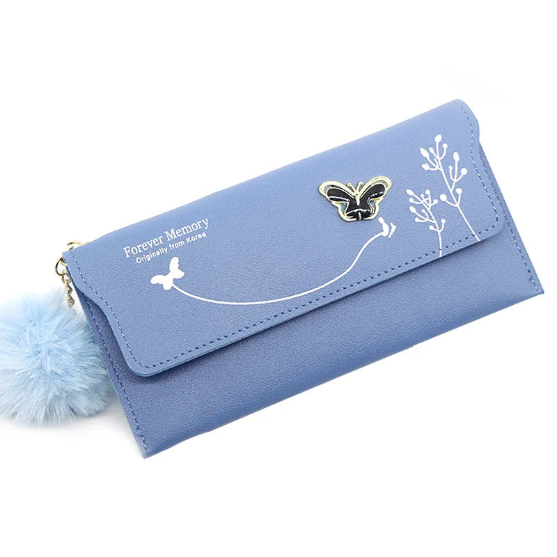 Women's Wallet - PU Leather Purse with Butterfly Design, Card Holder, Coin Pouch, Clutch, and Phone Pocket, Elegant Handbag for Ladies