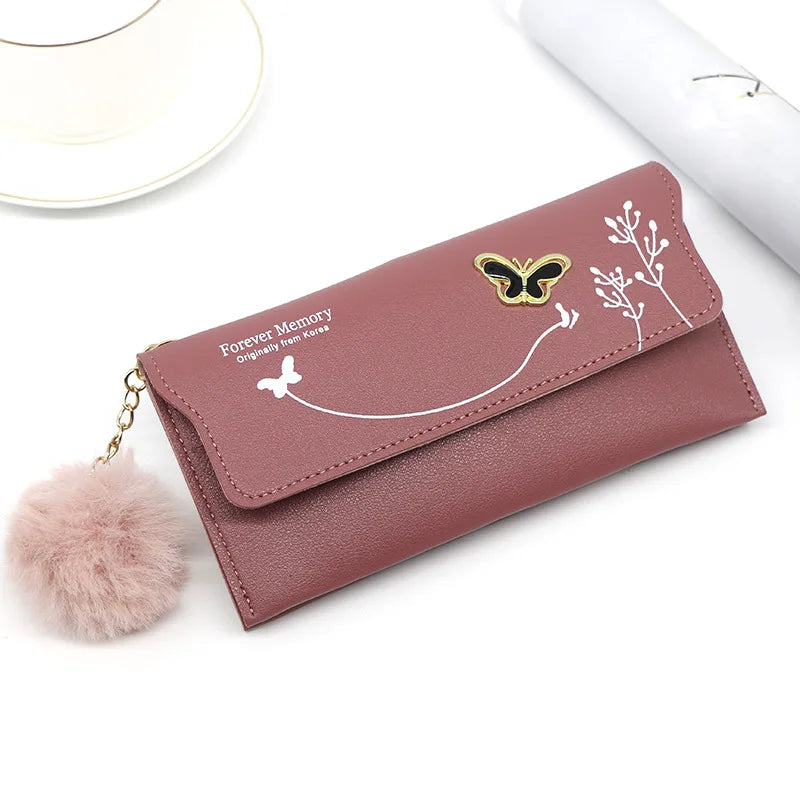 Women's Wallet - PU Leather Purse with Butterfly Design, Card Holder, Coin Pouch, Clutch, and Phone Pocket, Elegant Handbag for Ladies