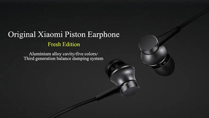 Original Xiaomi Piston 3 hörlurar bas trådad 3,5 mm in-ear sport hörlurar med mikrofon headset för telefon Xiaomi Samsung Huawei