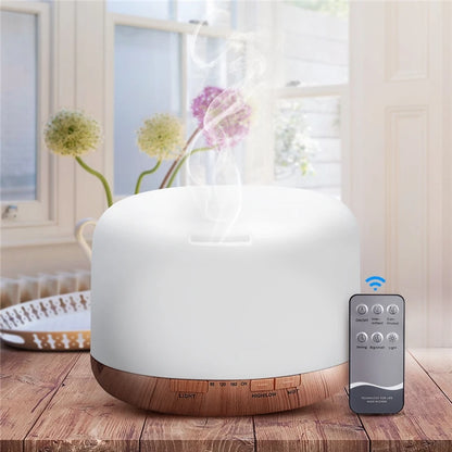 Air Humidifier & Essential Oil Diffuser – Ultrasonic Cool Mist Maker with LED Lamp, 300ML/500ML Capacity, Electric Aroma Diffuser