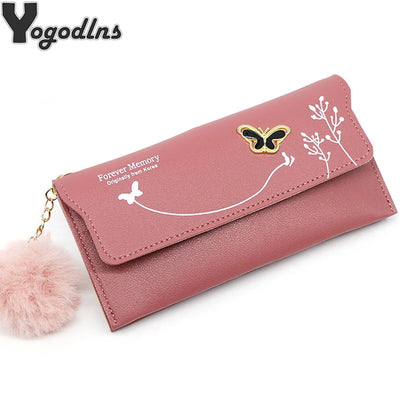 Women's Wallet - PU Leather Purse with Butterfly Design, Card Holder, Coin Pouch, Clutch, and Phone Pocket, Elegant Handbag for Ladies