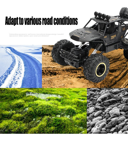 4WD RC Car with LED Lights – 2.4G Radio Remote Control Off-Road Buggy Trucks, Perfect for Boys' Toys and Kids' Gifts