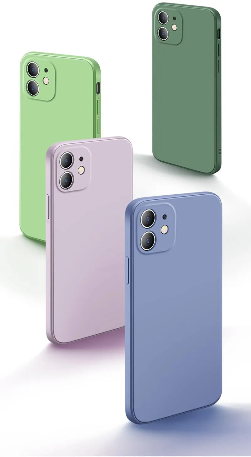 Luxury Liquid Green Silicone Phone Case For iPhone 11 12 13 14 15 Pro Max Mini Xs X XR 6 6s 7 8 Plus SE Thin Soft Cover Fundas