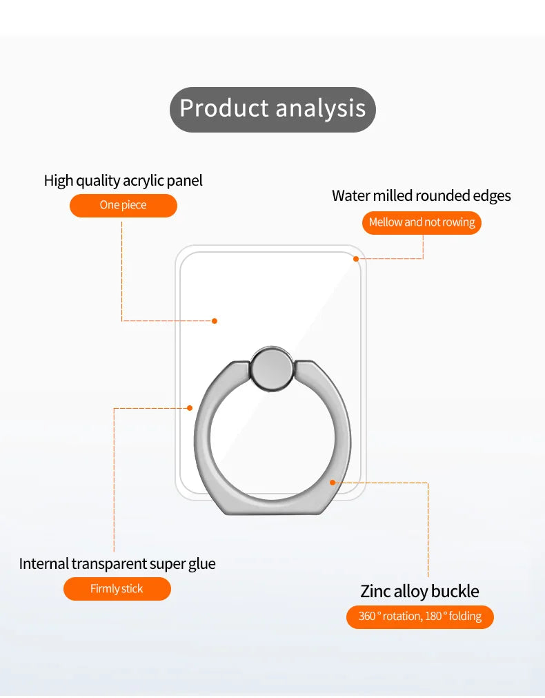 Fingerring Mobiltelefon Smartphone Stand Hållare – För iPhone XS, Huawei, Samsung och andra mobiltelefoner – Rund Telefon Ring Hållare Bilmonterad Stand