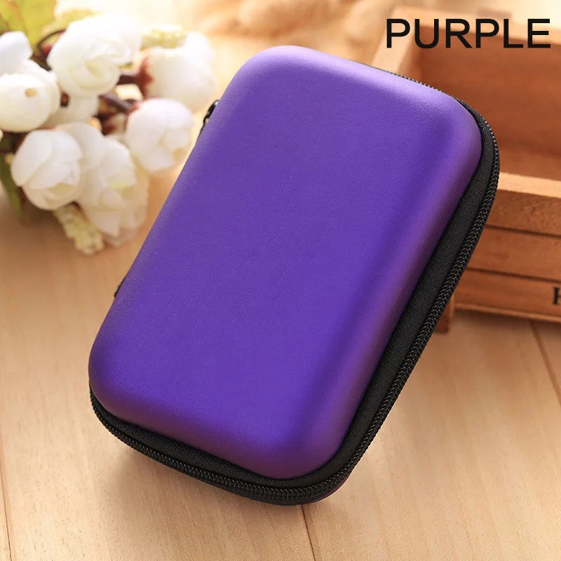 STONEGO Zipper Earphone Case Leather Earphone Storage Box Portable USB Cable Organizer Carrying Hard Bag for Coin Memory Card