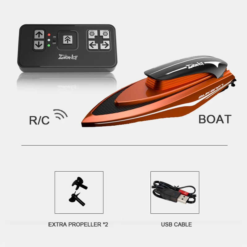 2.4G Mini Remote Control Speedboat High Speed 30KM/H Children's RC Racing Boat Ship Competition Race Boats Toys for Kids Gift