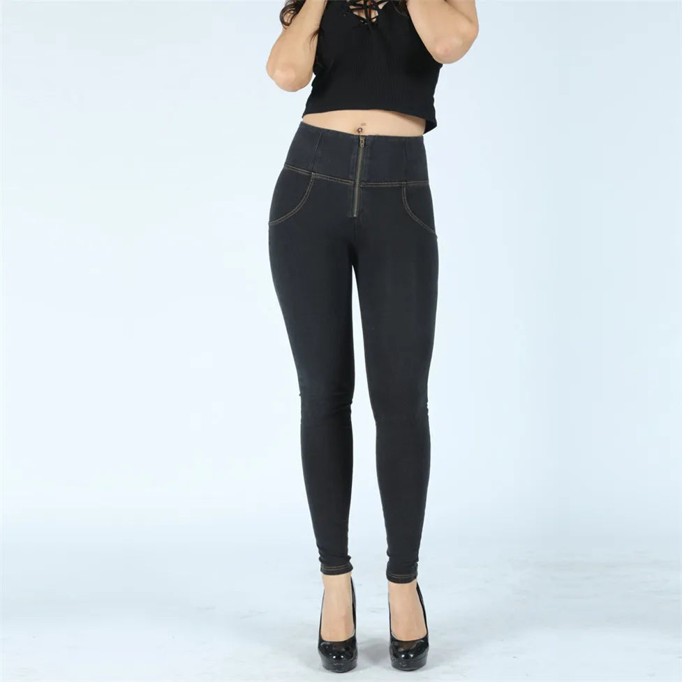 Shascullfites Jeans Super Skinny Slim Fit Jeans Black High Waisted for Tall Women damskie Compression