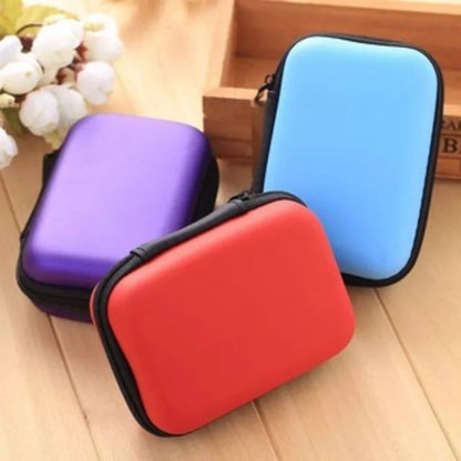 STONEGO Zipper Earphone Case Leather Earphone Storage Box Portable USB Cable Organizer Carrying Hard Bag for Coin Memory Card