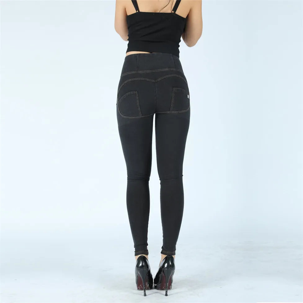 Shascullfites Jeans Super Skinny Slim Fit Jeans Black High Waisted for Tall Women damskie Compression