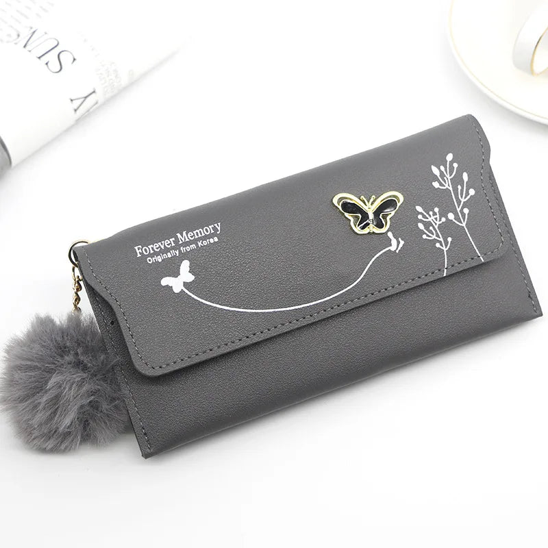 Women's Wallet - PU Leather Purse with Butterfly Design, Card Holder, Coin Pouch, Clutch, and Phone Pocket, Elegant Handbag for Ladies