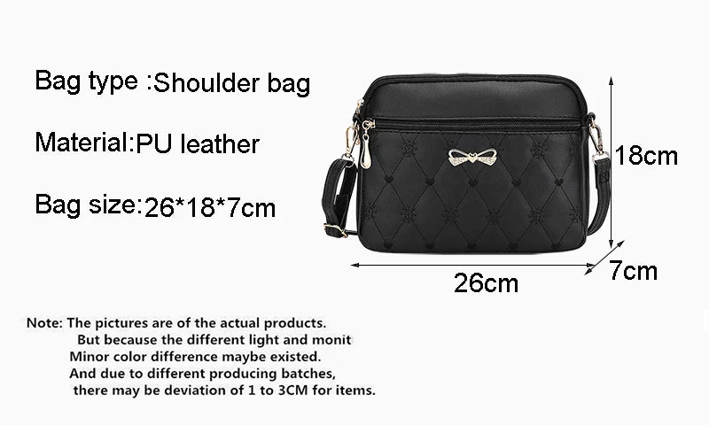 New Arrival Simple Shoulder Bags for Women Embroidery Heart Crossbody Purse Female Leather Black Handbag Small Messenger Bag