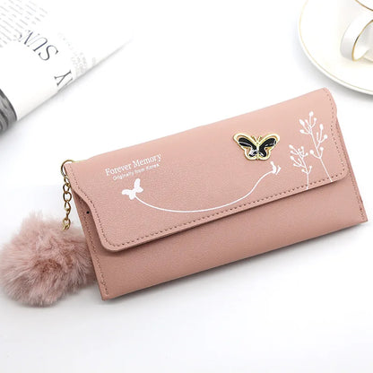 Women's Wallet - PU Leather Purse with Butterfly Design, Card Holder, Coin Pouch, Clutch, and Phone Pocket, Elegant Handbag for Ladies