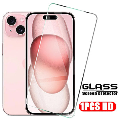 4st-svart skärmskydd och fodral med härdat glas för iPhone-modeller