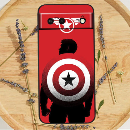 Marvel America Captain Cool Case för Google Pixel: Svart Silicon Shockproof Shell Cover