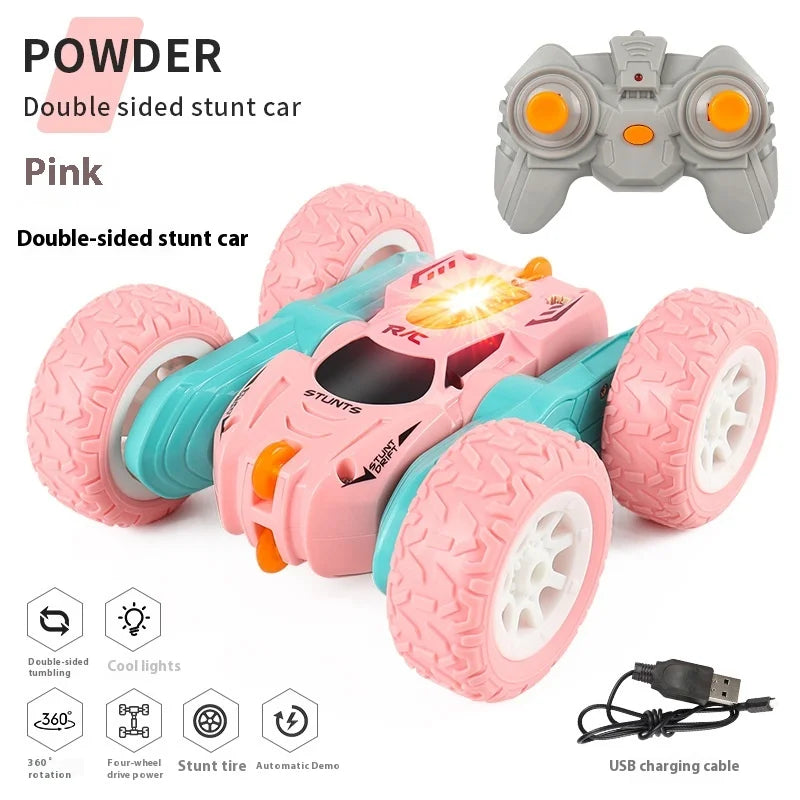 RC Car – 2.4G High-Speed Mini Double-Sided Stunt Car, 360-Degree Rotating with Lights, Remote Control Toy for Children