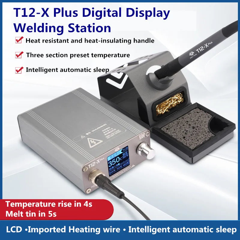 OSS T12-X PLUS Lödstation Elektronisk lödkolv med T12-tips för PCB-reparation Mobiltelefonkort Svetsreparationsverktyg